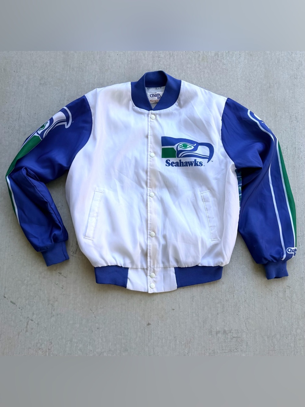 Seattle Seahawks Chalk Line Fanimation Jacket USA Made Blue Large 90s